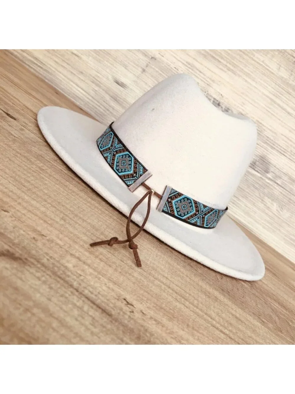 Turquoise & Brown Adjustable Western Hat Band | Cowboy Fedora Accessory for All